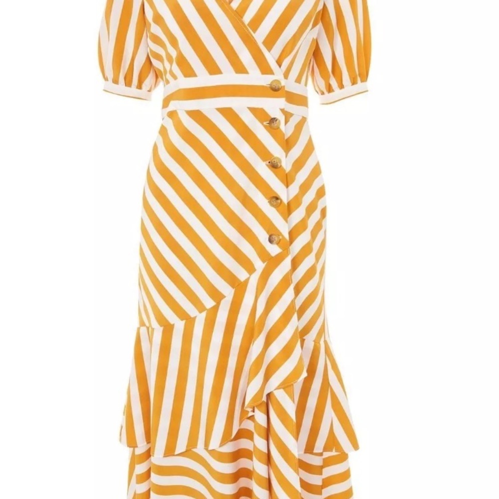 Topshop yellow stripe dress midi cutabout